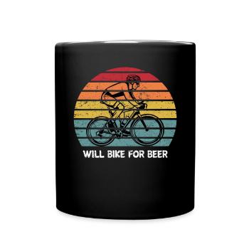 Will Bike For Beer Fahrradfahrer - Tasse einfarbig - Schwarz - Vorne