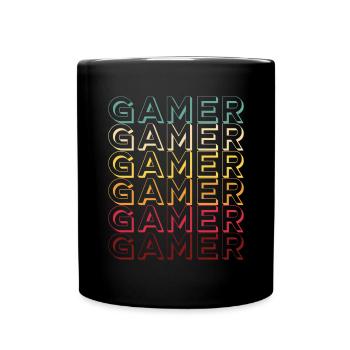 Lustiges Retro-Videospiel, bunt, - Tasse einfarbig - Schwarz - Vorne