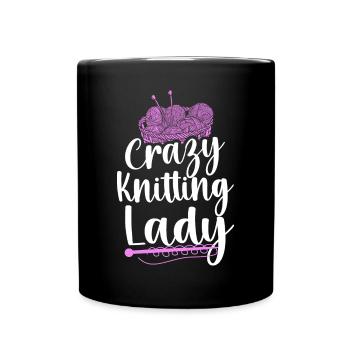 Knitting Knitter Girl Crazy - Full Colour Mug - black - Front