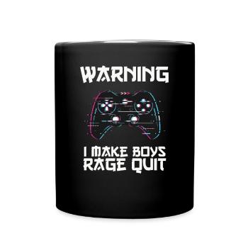 Warnung Ich mache Jungs Wut Quit - - Tasse einfarbig - Schwarz - Vorne
