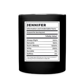 Drôle de nom Jennifer Valeur nutritive - Mug uni - noir - Devant