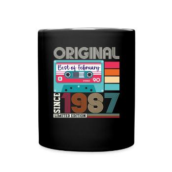 Février Né 1987 36e anniversaire cassette - Mug uni - noir - Devant