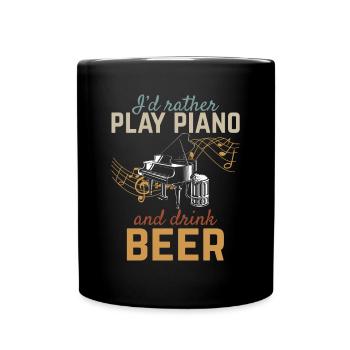 Je préfère jouer du piano et boire de la bière - Piano Music - Mug uni - noir - Devant