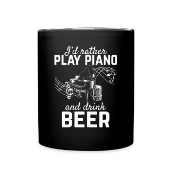 Je préfère jouer du piano et boire de la bière - Piano Piani - Mug uni - noir - Devant