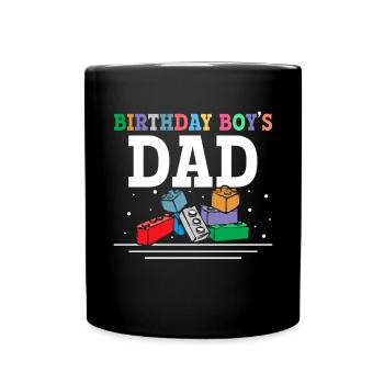 Father of birthday boy builds building blocks - Full Colour Mug - black - Front
