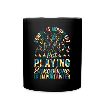Sax Player Saxophone Player School Boy Saxophonist - Tasse einfarbig - Schwarz - Vorne