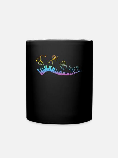 Piano Keyboard - Funny Piano Stick Figure Keyboard - Tasse einfarbig - Schwarz