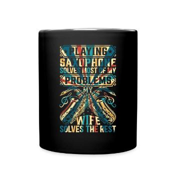 Funny Saxophonist Quotes Funny Saxophone Player - Tasse einfarbig - Schwarz - Vorne