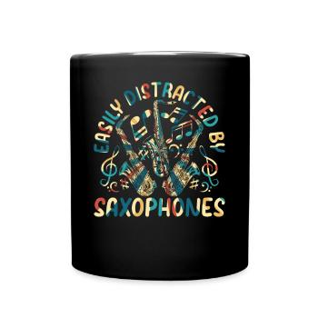 Facilement distrait par les saxophones - Saxophone Musici - Mug uni - noir - Devant