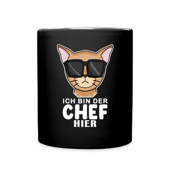 coole Katze - Abessinierkatze Katze Spruch - Tasse einfarbig - Schwarz - Vorne