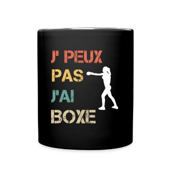 Je peux pas j'ai boxe femme vintage - Mug uni - noir - Devant
