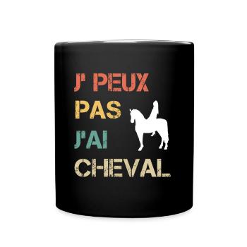 Je peux pas j'ai cheval femme vintage - Mug uni - noir - Devant