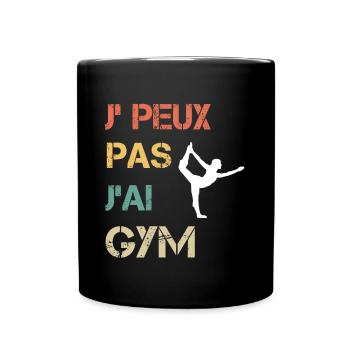 Je peux pas j'ai gym sport femme vintage - Mug uni - noir - Devant