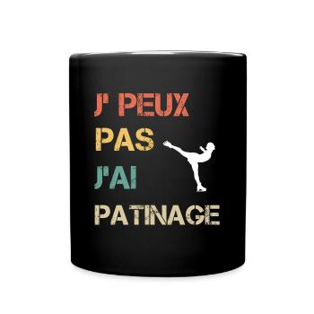 Je peux pas j'ai patinage femme vintage - Mug uni - noir - Devant