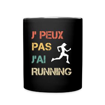 Je peux pas j'ai running femme vintage - Mug uni - noir - Devant