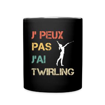 Je peux pas j'ai twirling bâton femme vintage - Mug uni - noir - Devant