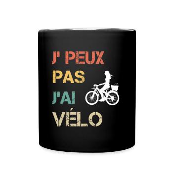Je peux pas j'ai vélo femme vintage - Mug uni - noir - Devant
