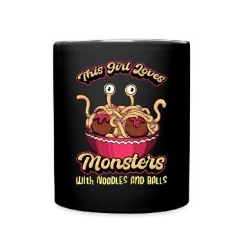 Flying Spaghetti Monster FSM Pastafari Pastafar - Full Colour Mug - black - Front