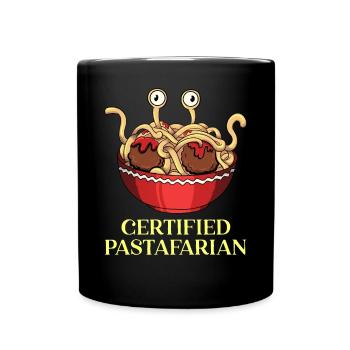 Fliegendes Spaghettimonster FSM Pastafari - Tasse einfarbig - Schwarz - Vorne
