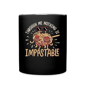 fliegende Spaghettimonster Pastafarian - Tasse einfarbig - Schwarz - Vorne