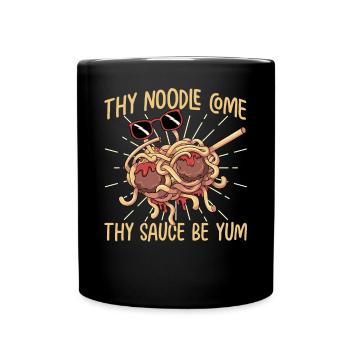 Dabbing Flying Spaghetti Monsters Pastafarian - Full Colour Mug - black - Front