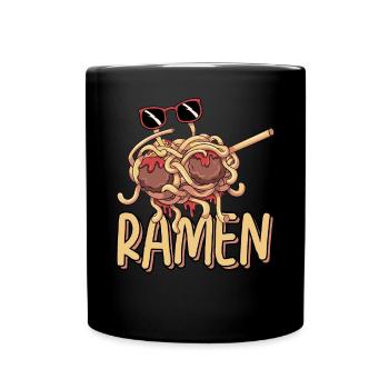 Tupfende fliegende Spaghettimonster Pastafarian - Tasse einfarbig - Schwarz - Vorne