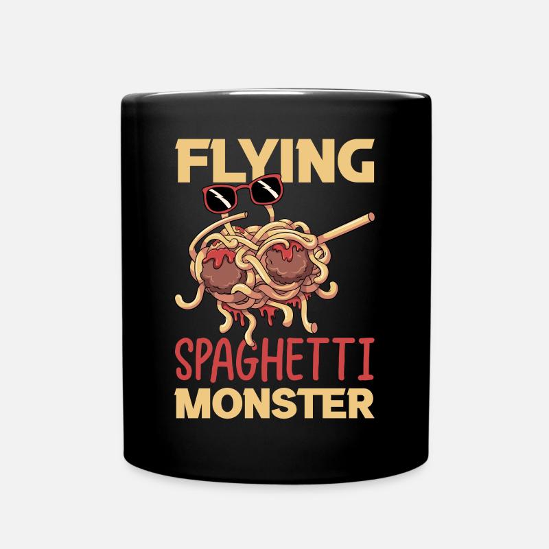 Fliegendes Spaghettimonster betupfen - Tasse einfarbig - Schwarz