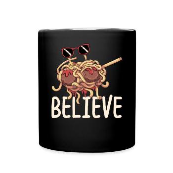 Tupfende fliegende Spaghettimonster Pastafarian - Tasse einfarbig - Schwarz - Vorne