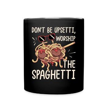 Tupfende fliegende Spaghettimonster Pastafarian - Tasse einfarbig - Schwarz - Vorne