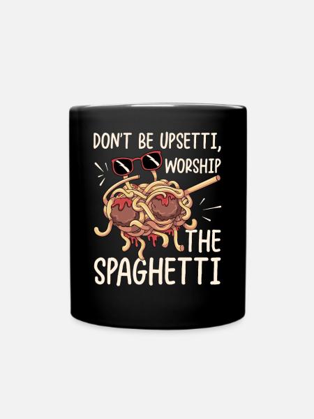 Tupfende fliegende Spaghettimonster Pastafarian - Tasse einfarbig - Schwarz
