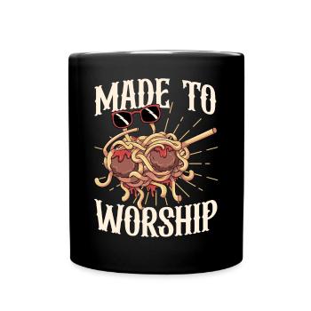 Dabbing Flying Spaghetti Monsters Pastafarian - Full Colour Mug - black - Front