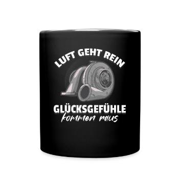 Luft geht rein Glücksgefühle kommen raus! Tuning - Tasse einfarbig - Schwarz - Vorne