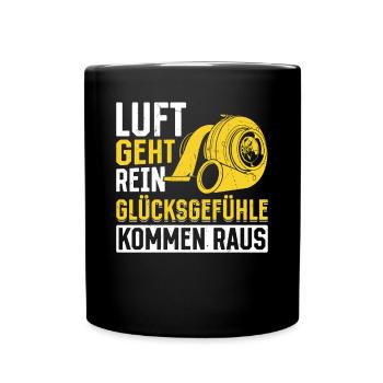 Luft geht rein Glücksgefühle kommen raus! Tuning - Tasse einfarbig - Schwarz - Vorne