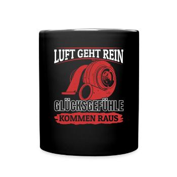 Luft geht rein Glücksgefühle kommen raus! Tuning - Tasse einfarbig - Schwarz - Vorne