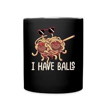 Tupfende fliegende Spaghettimonster Pastafarian - Tasse einfarbig - Schwarz - Vorne