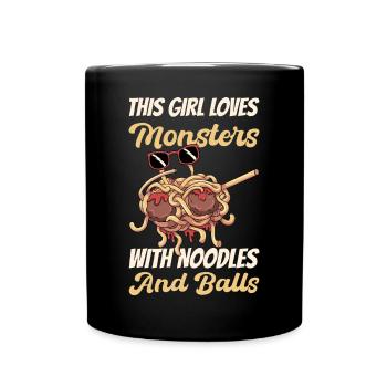 Dabbing Flying Spaghetti Monsters Pastafarian - Full Colour Mug - black - Front