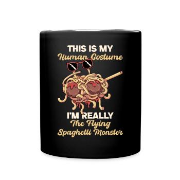 Tupfende fliegende Spaghettimonster Pastafarian - Tasse einfarbig - Schwarz - Vorne