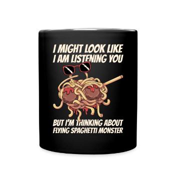 Tupfende fliegende Spaghettimonster Pastafarian - Tasse einfarbig - Schwarz - Vorne