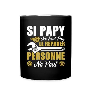 Wenn Opa es nicht reparieren kann, dann kann es niemand - Tasse einfarbig - Schwarz - Vorne