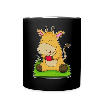 Giraffe Apfel  - Tasse einfarbig - Schwarz - Vorne