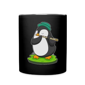 Pingouin Musicien Flûte Musique - Mug uni - noir - Devant