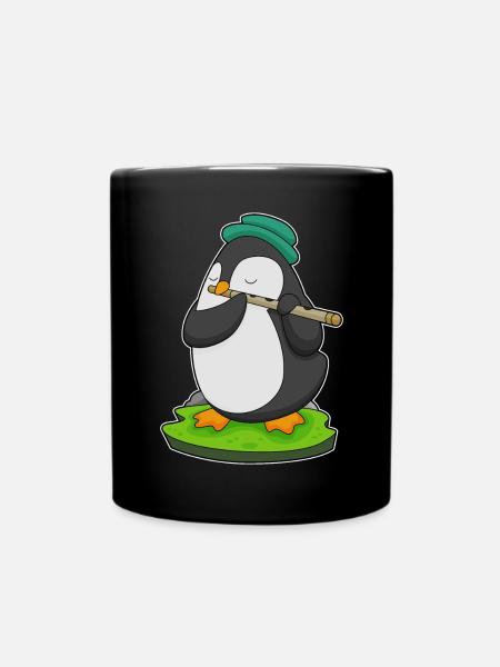 Pinguin Musiker Flöte Musik - Tasse einfarbig - Schwarz