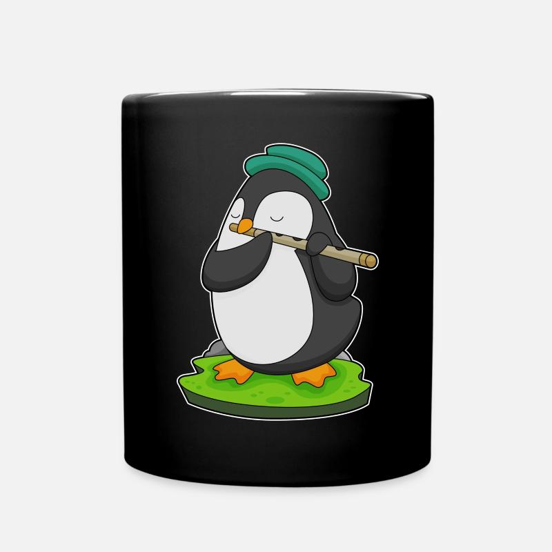Pinguin Musiker Flöte Musik - Tasse einfarbig - Schwarz