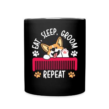 Manger Sommeil Groom Répéter Pet Grooming Dog Groomer - Mug uni - noir - Devant