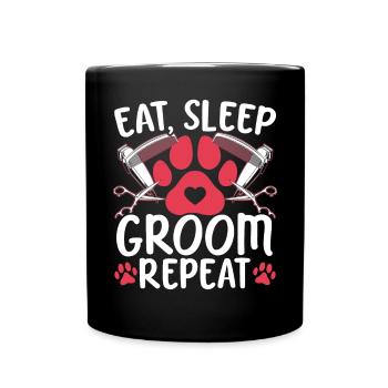 Manger Sommeil Groom Répéter Pet Grooming Dog Groomer - Mug uni - noir - Devant