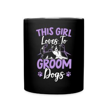 Cette fille aime toiletter les chiens furologue - Mug uni - noir - Devant