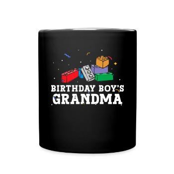 Birthday Kids Grandma Building Blocks - Full Colour Mug - black - Front