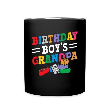 Birthday boy Grandpa building blocks - Full Colour Mug - black - Front
