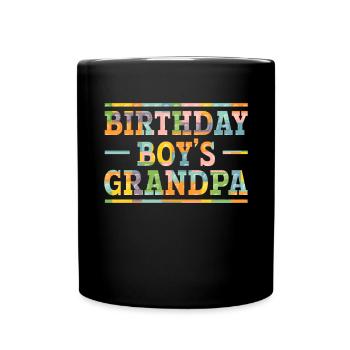 Birthday boy Grandpa building blocks - Full Colour Mug - black - Front