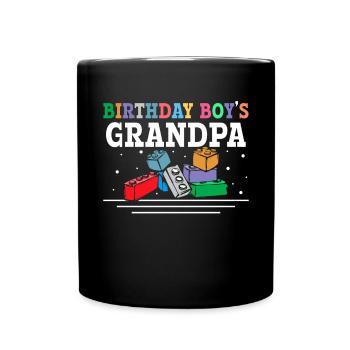 Birthday boy Grandpa building blocks - Full Colour Mug - black - Front